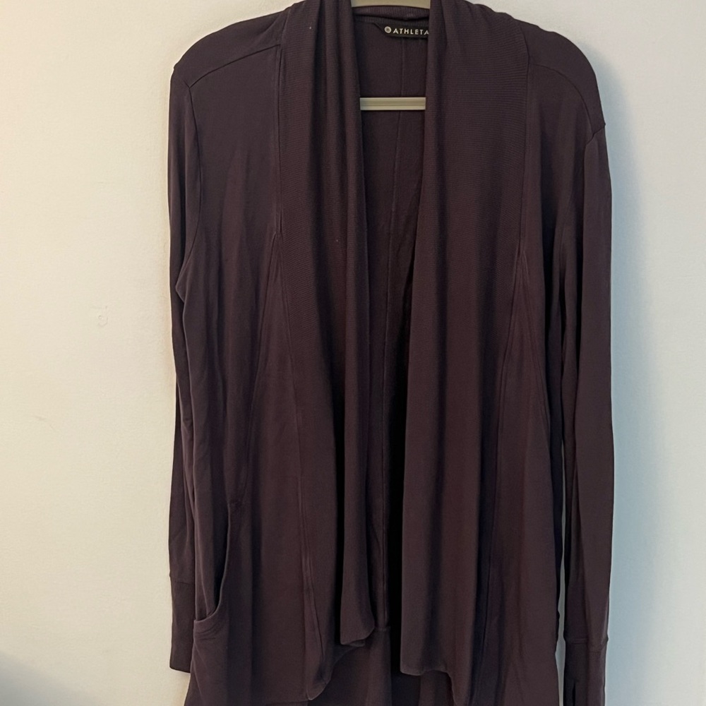 Athleta purple Cardigan Sweater with Cascading Front